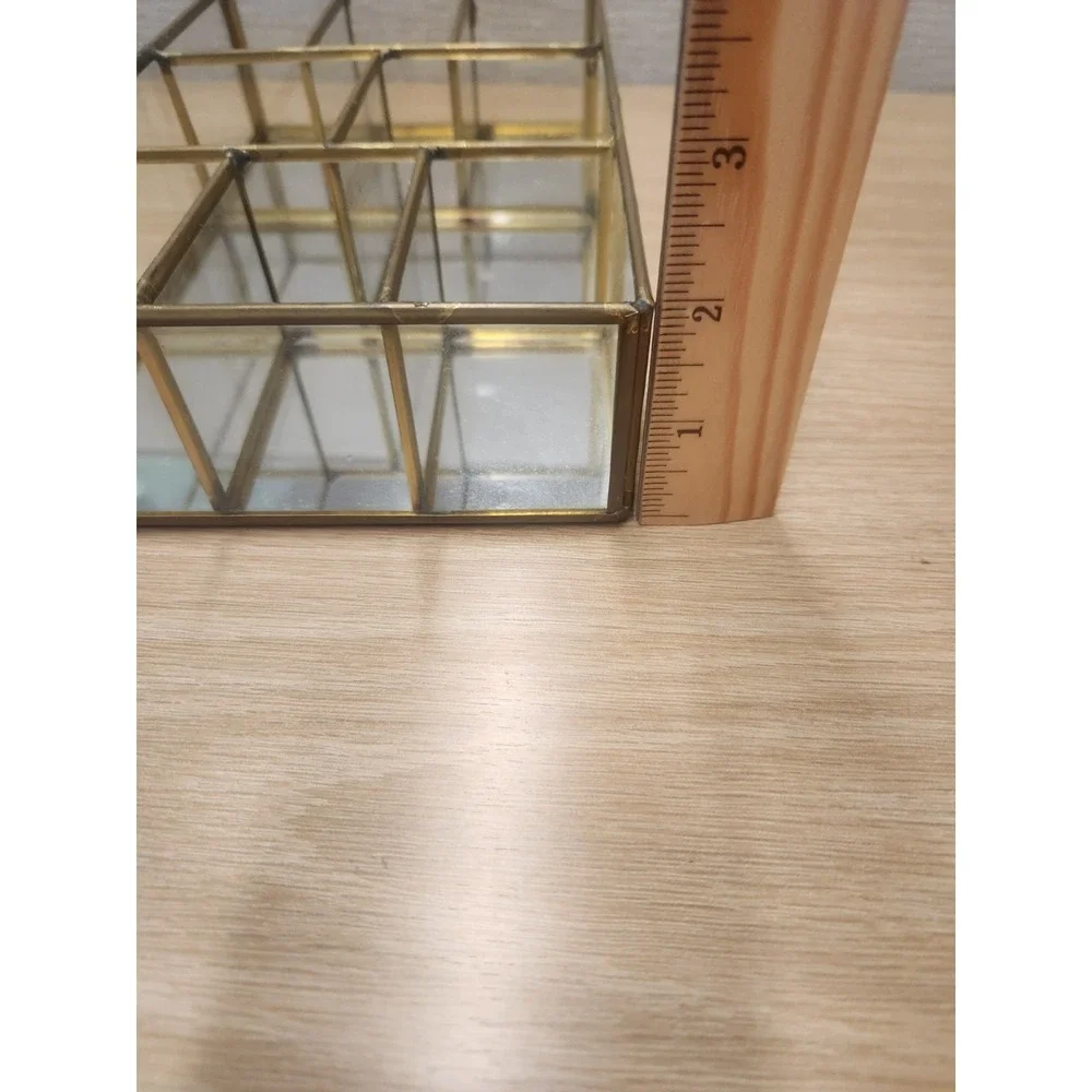 Vtg Brass Mirrored Glass Tabletop /Wall Mount Mini Curio Trinket Cabinet 8 1/4